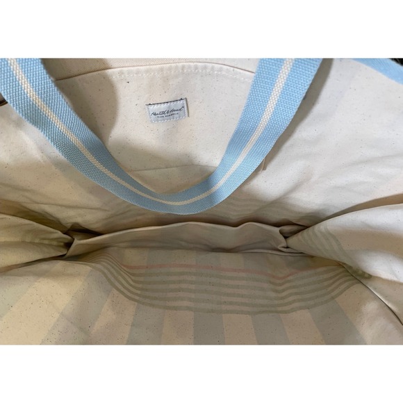 MAGNOLIA Large Canvas Tote Bag Cross Nautical Blue Stripe Farmhouse Beach Travel - Picture 7 of 11